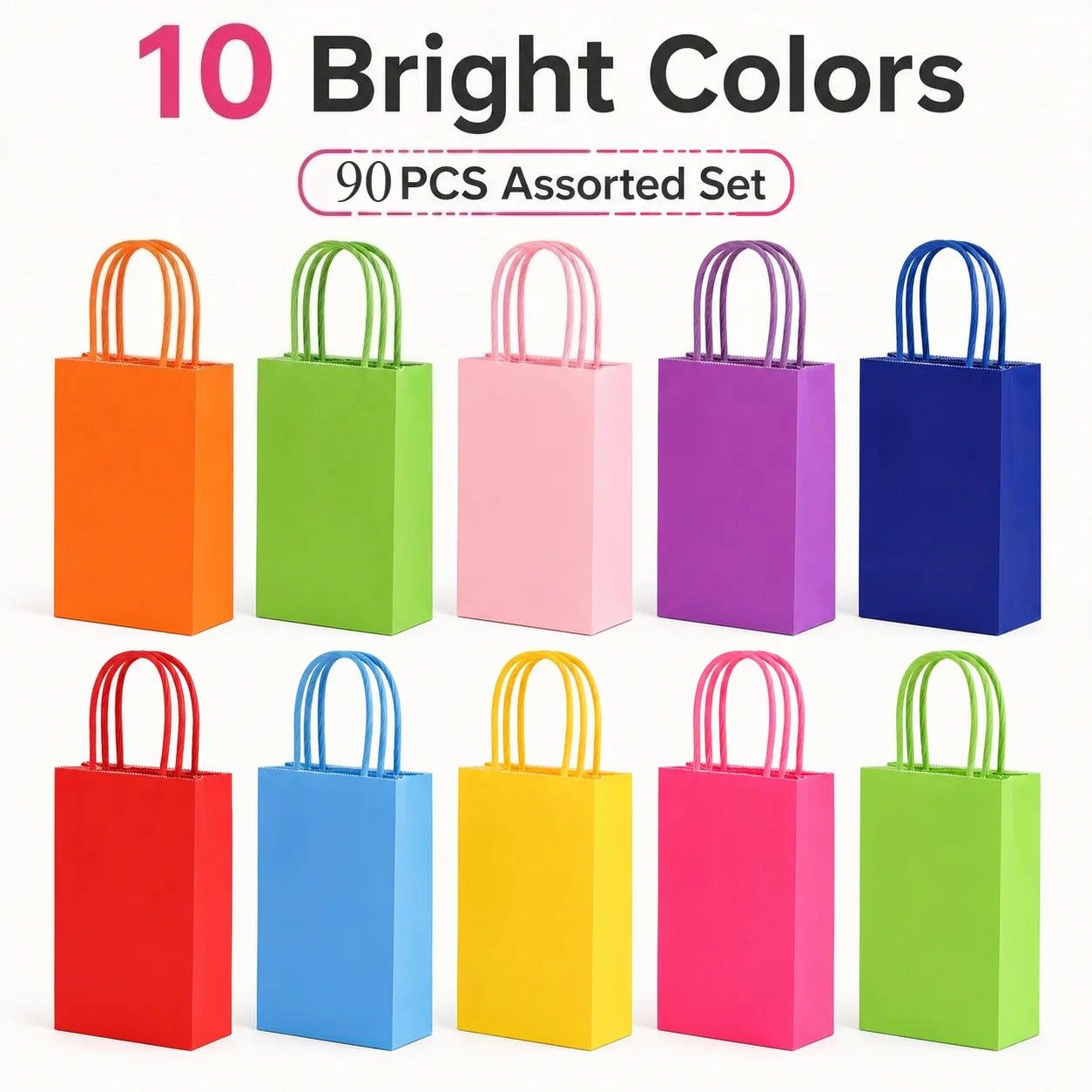 Kraft Paper Gift Bags 90 Pcs With Handles For Weddings And Parties