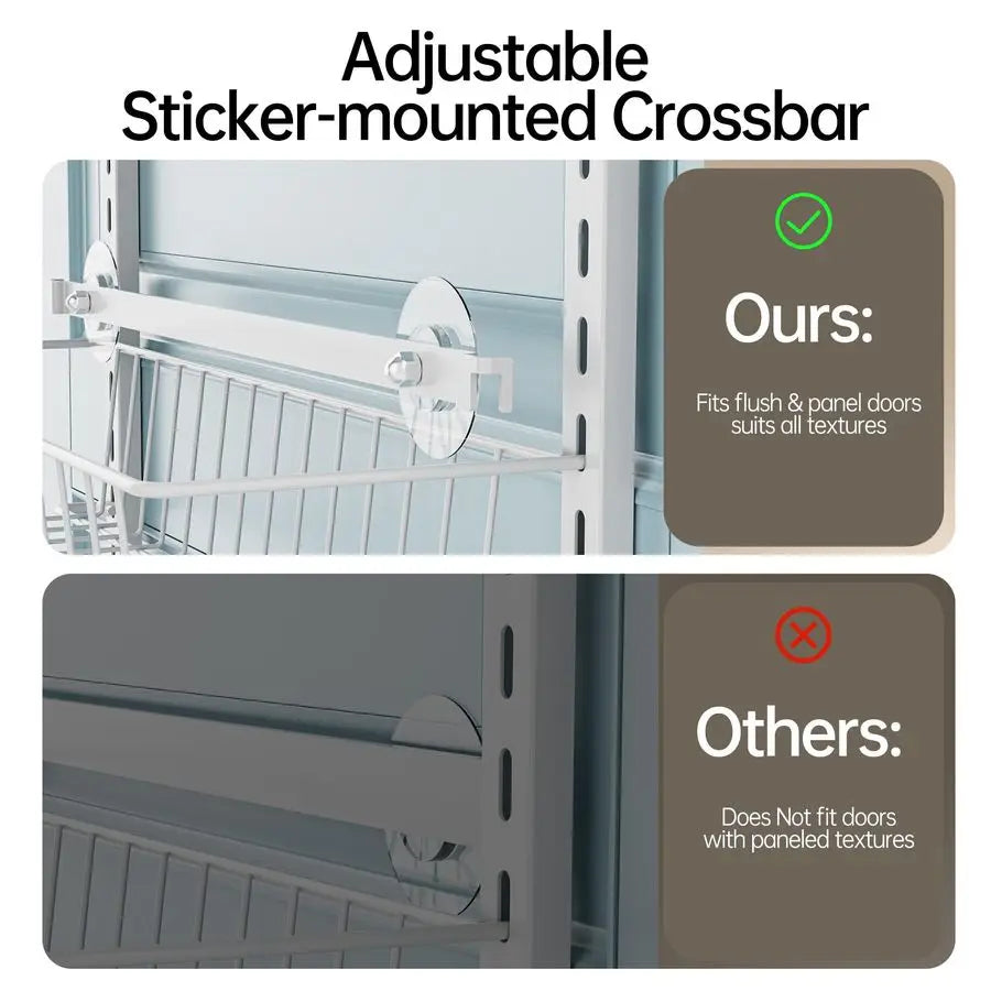 Adjustable Cabinet Door Organizer, 6-Tier Over-The-Door Pantry Rack