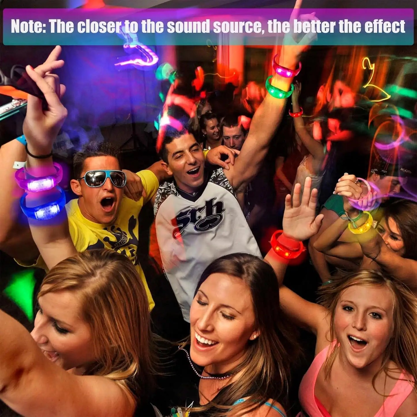 LED Glow Bracelets 20 Pcs Sound Activated Light Up Color Changeable Party Favors