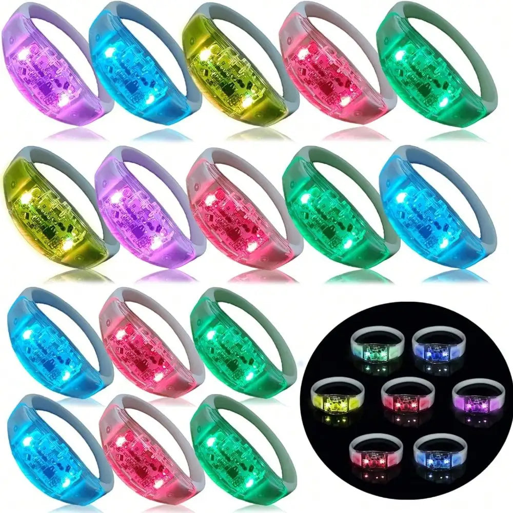 LED Glow Bracelets 20 Pcs Sound Activated Light Up Color Changeable Party Favors