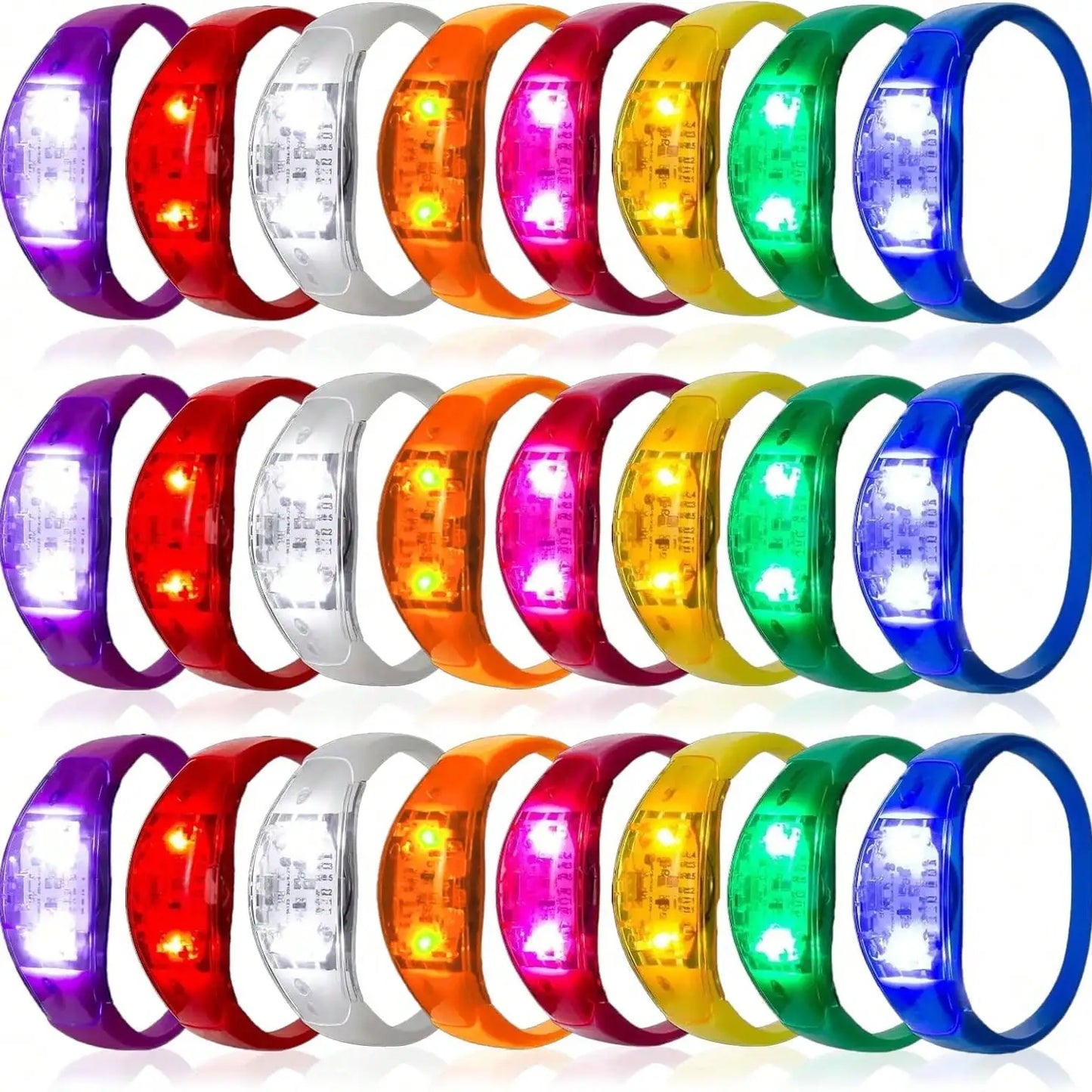LED Glow Bracelets 20 Pcs Sound Activated Light Up Color Changeable Party Favors