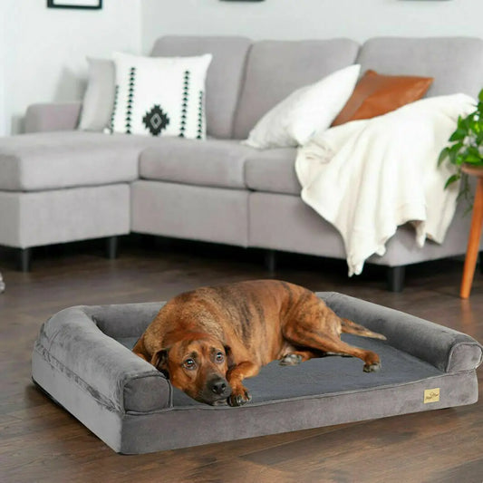 BINGOPAW Orthopedic Dog Bed With Bolster Washable Cover