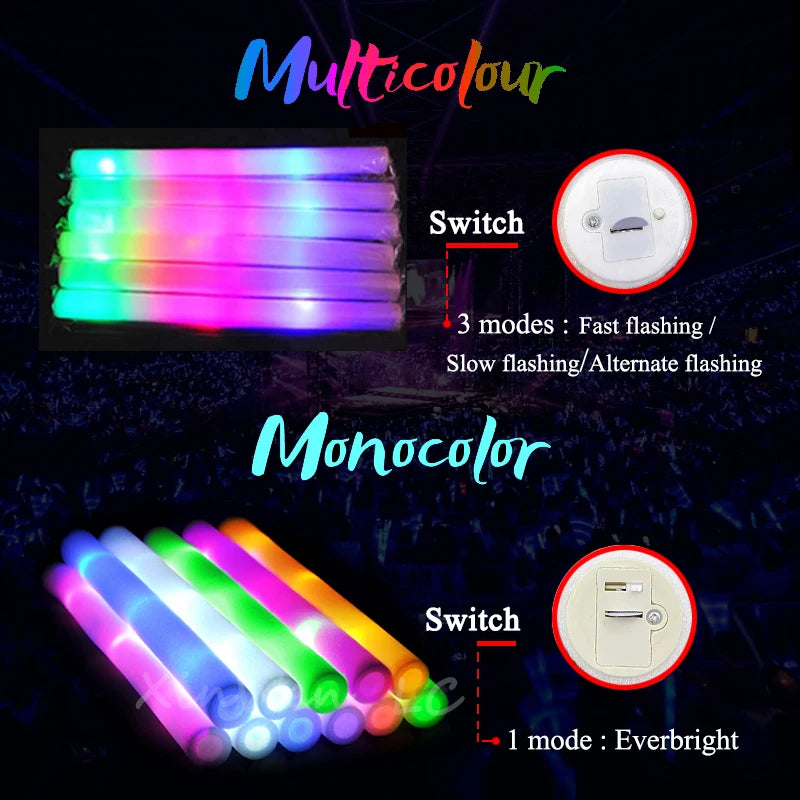 XinWen LC 30 Pack RGB LED Foam Sticks For Weddings And Parties