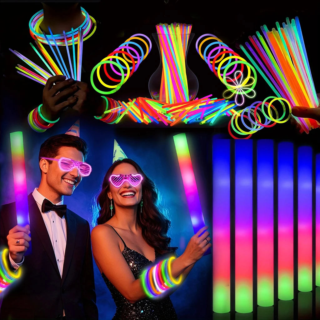 Glow Party Kit 168Pcs with LED Glasses and Glow Sticks