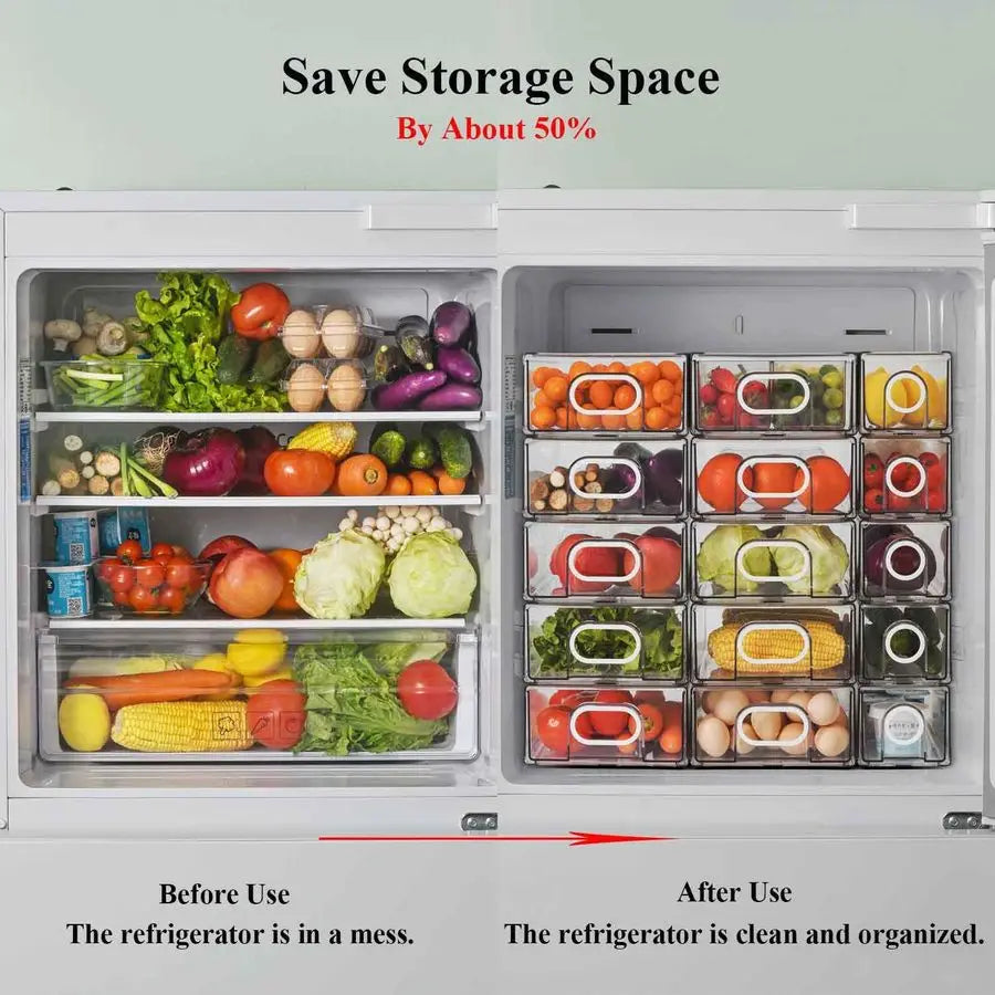 Refrigerator Drawer Organizers Stackable Heavy Duty Pull Out Bins