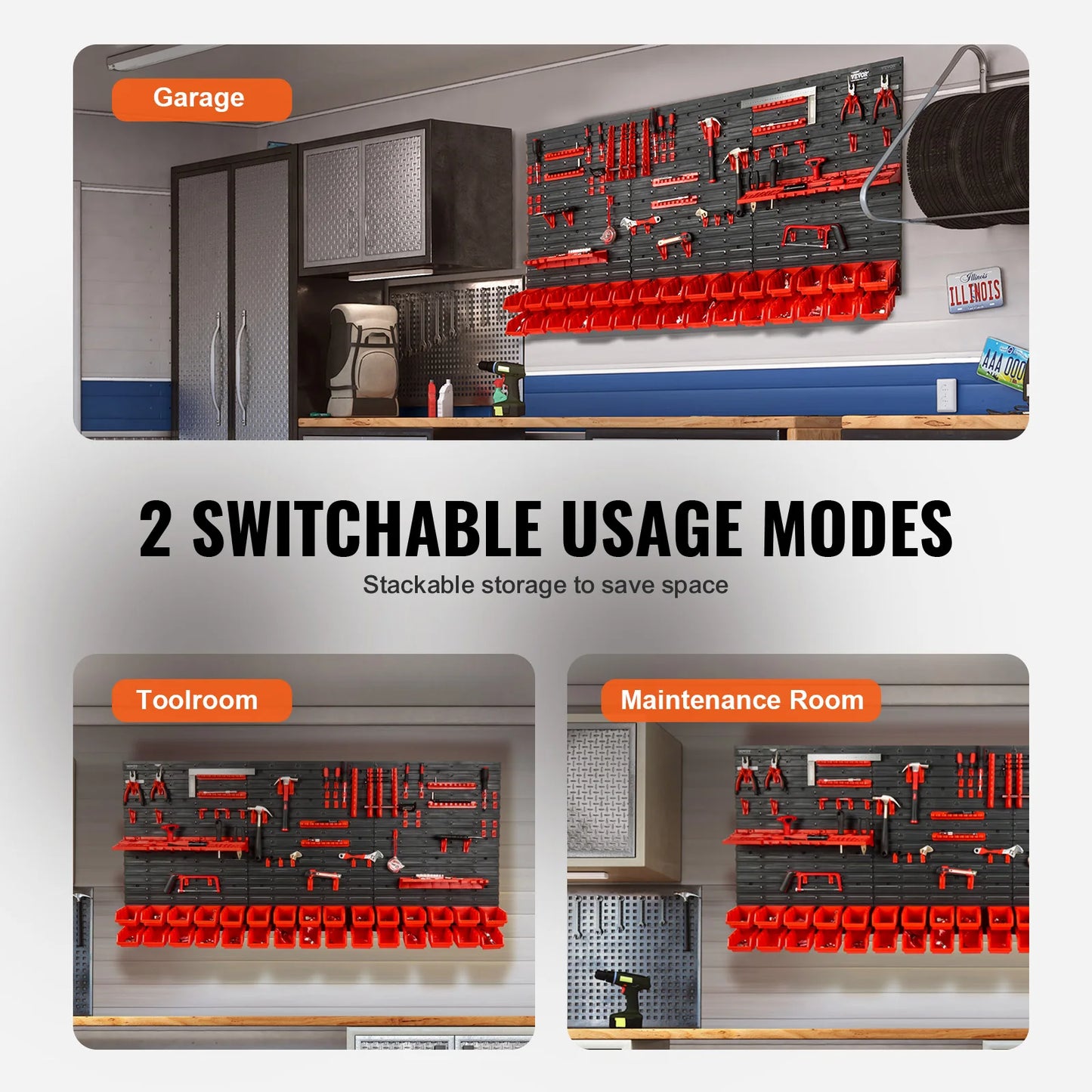 SucceBuy Wall Mounted Storage Bins Organizer For Garage And Workshop