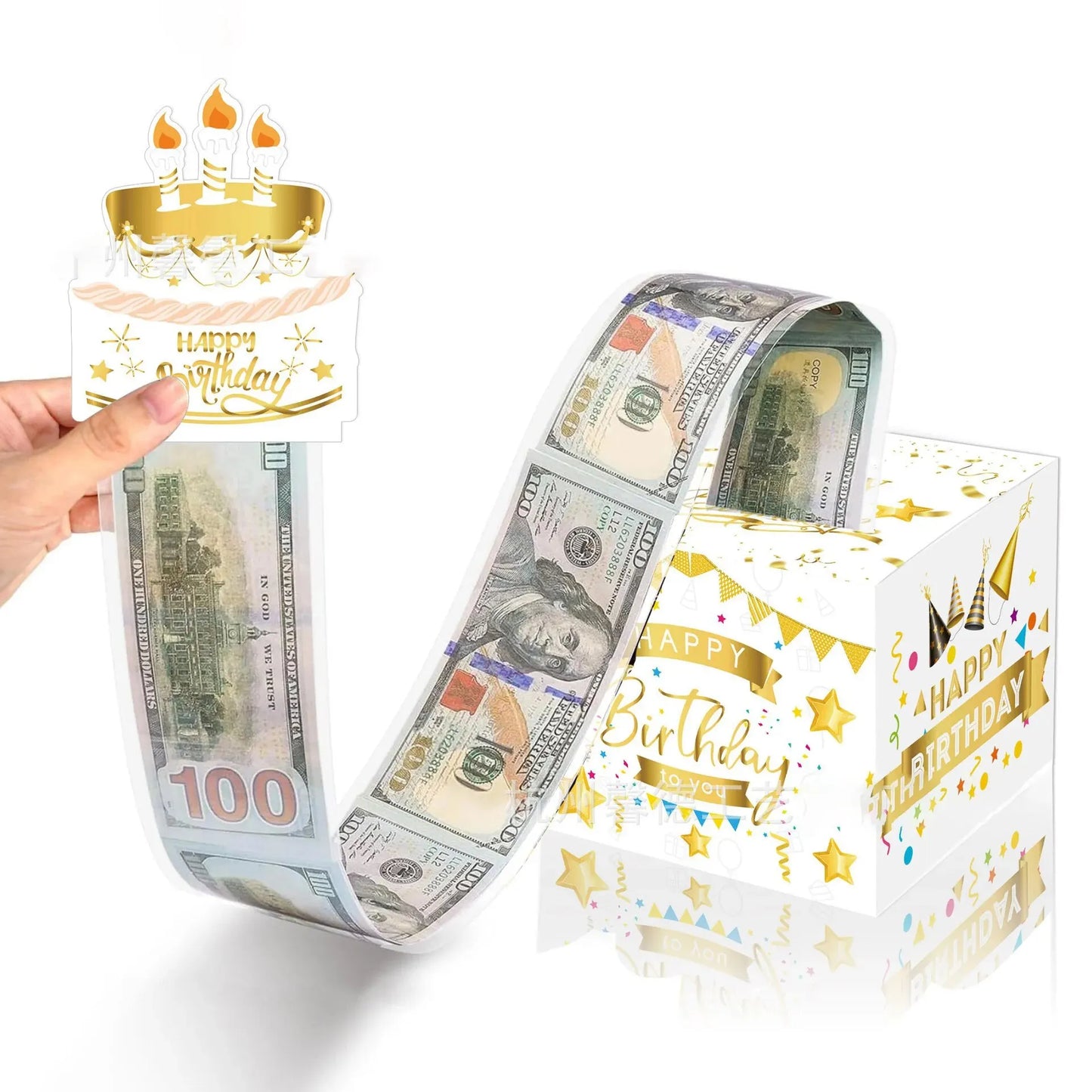Birthday Cash Gift Box With Cake Card for Men Women