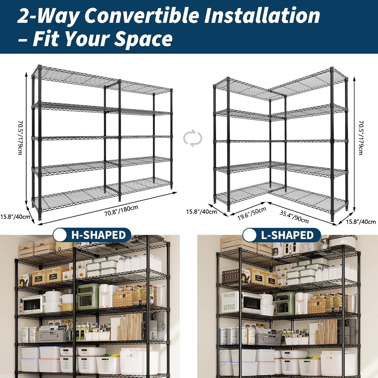 TWISTER.CK Heavy Duty Metal Shelving Unit 5 Tier Storage Shelves