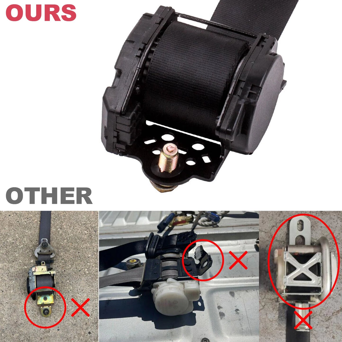 Universal 3 Point Retractable Car Seat Belt Automatic Locking Strap