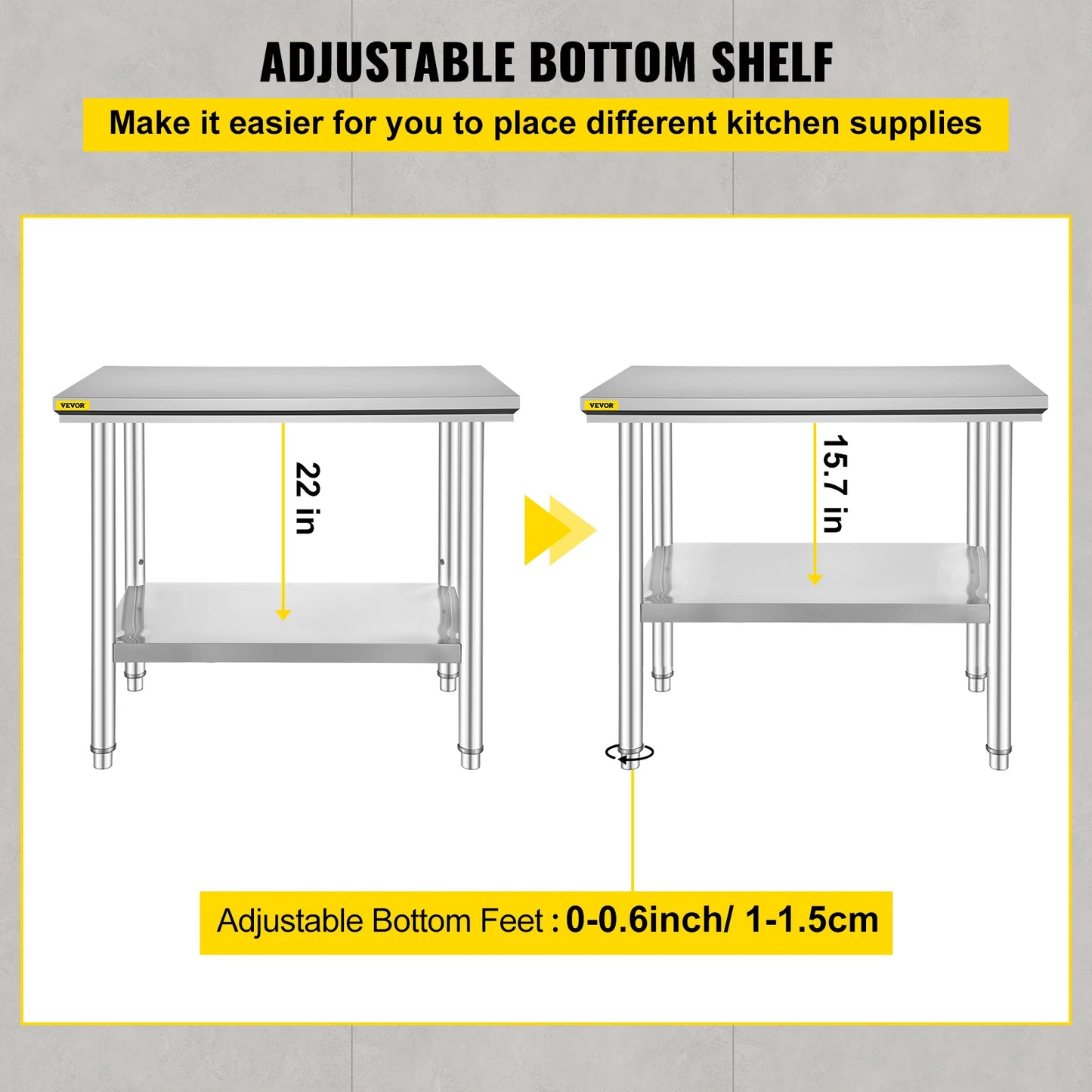 Stainless Steel Commercial Kitchen Work Bench With Undershelf Table