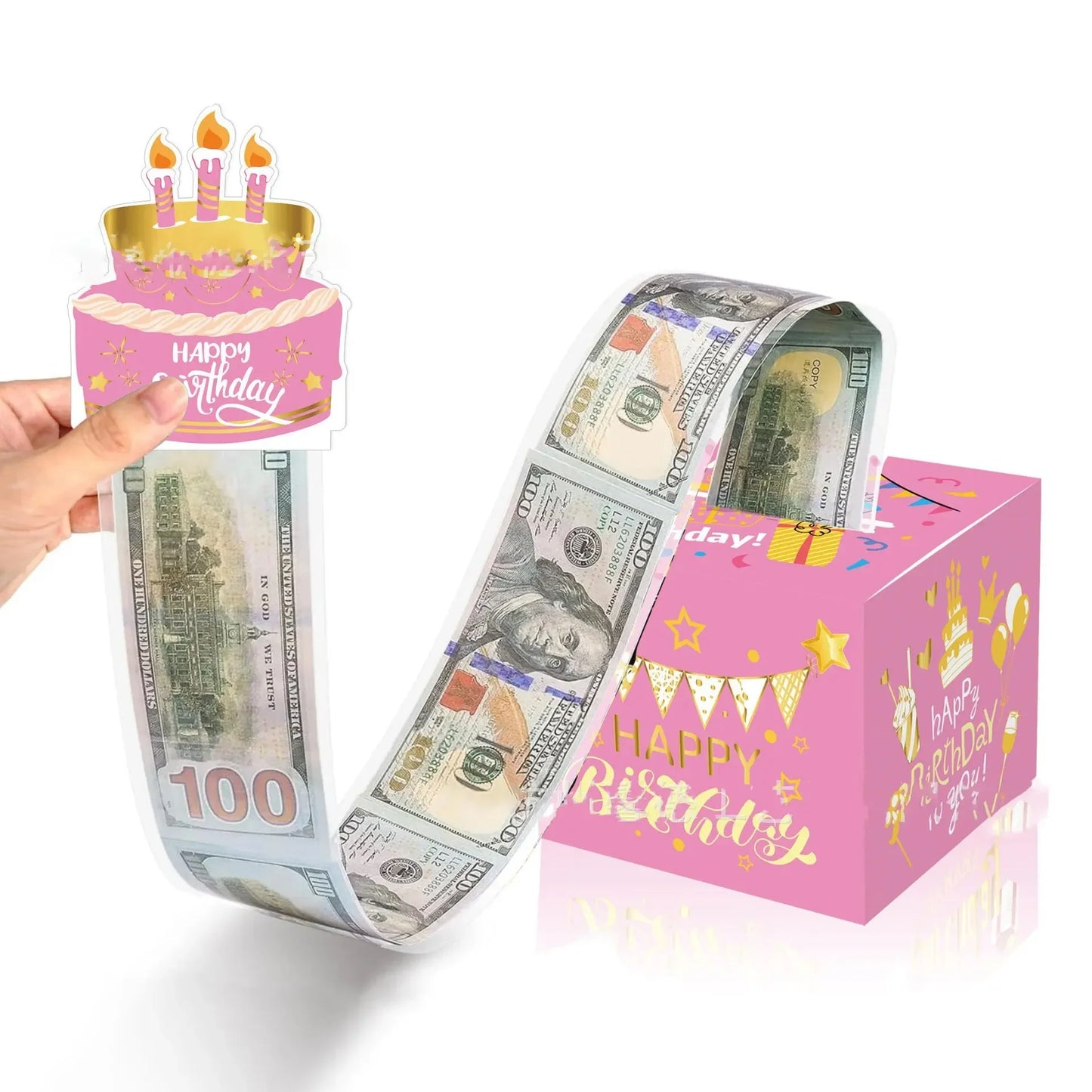 Birthday Cash Gift Box With Cake Card for Men Women