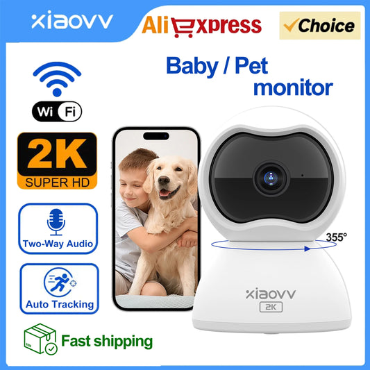 XIAOVV Indoor WiFi Surveillance Camera 2K With Motion Tracking