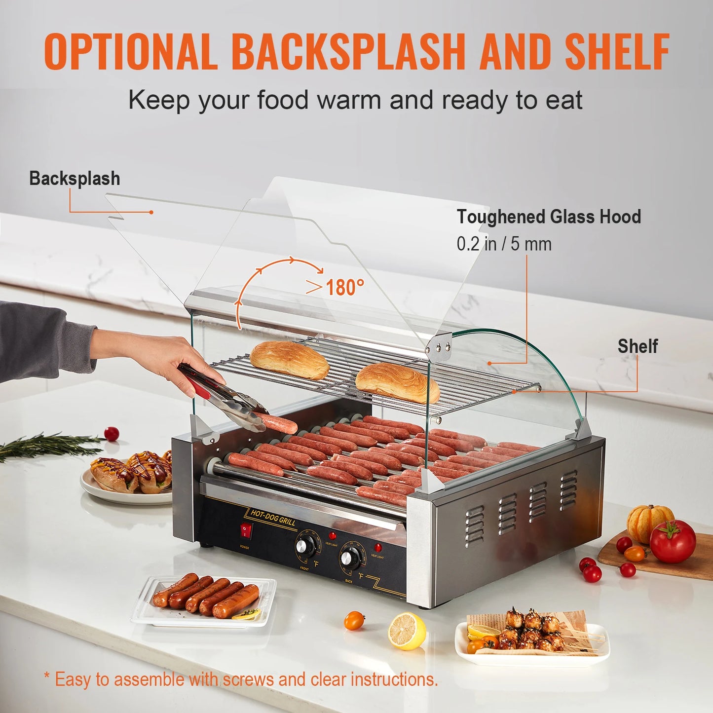 SucceBuy Commercial Hot Dog Roller Sausage Maker Barbecue Grill 110V