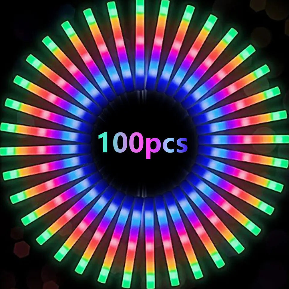 Jianyana LED Glow Sticks 100 Pcs Light Up Cheering Sticks