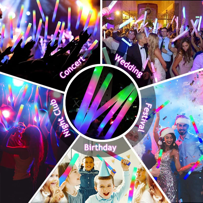 XinWen LC 30 Pack RGB LED Foam Sticks For Weddings And Parties