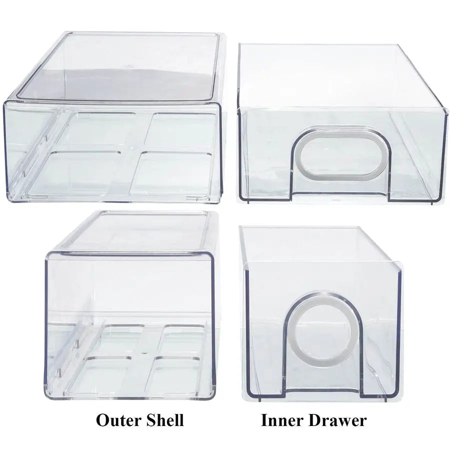 Refrigerator Drawer Organizers Stackable Heavy Duty Pull Out Bins