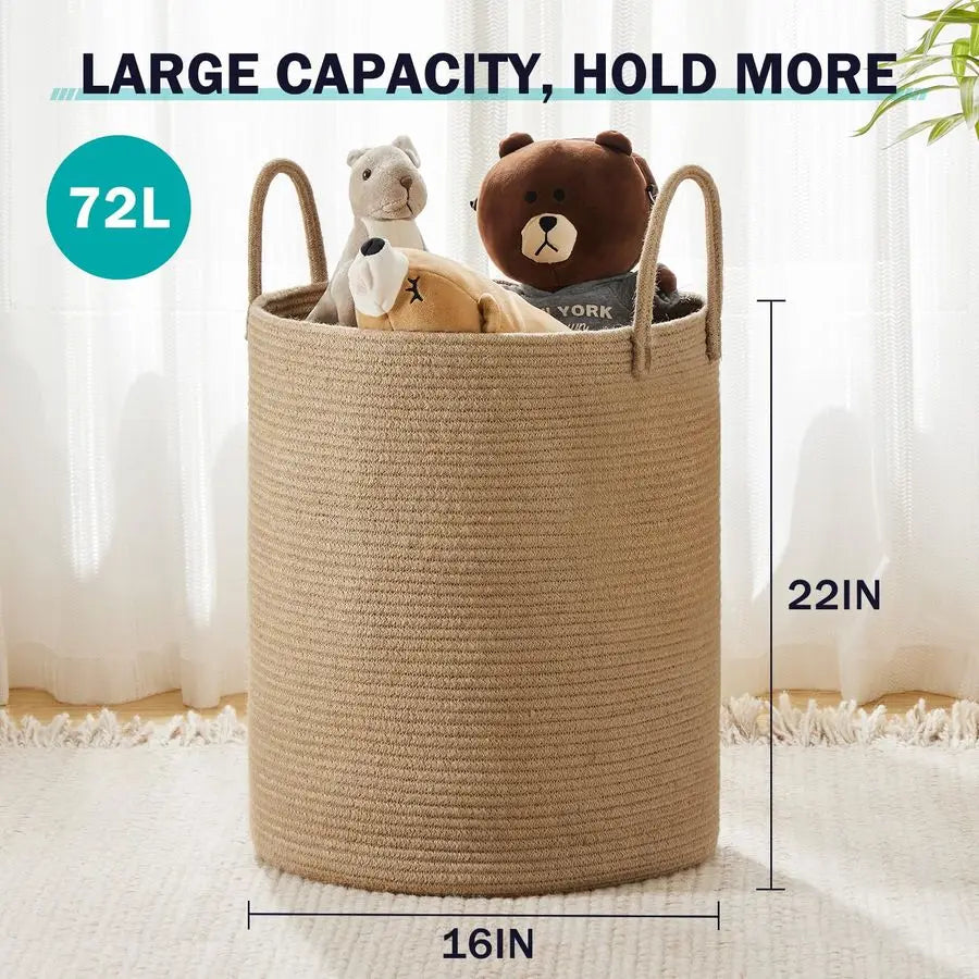 Rope Woven Laundry Hamper Basket for Nursery and Bedroom