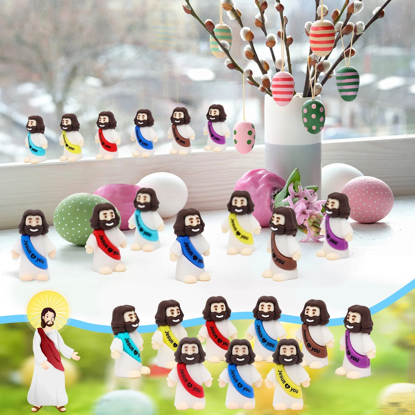 Yelakey Jesus Statues 100 Pcs Desktop Decorations Party Gifts