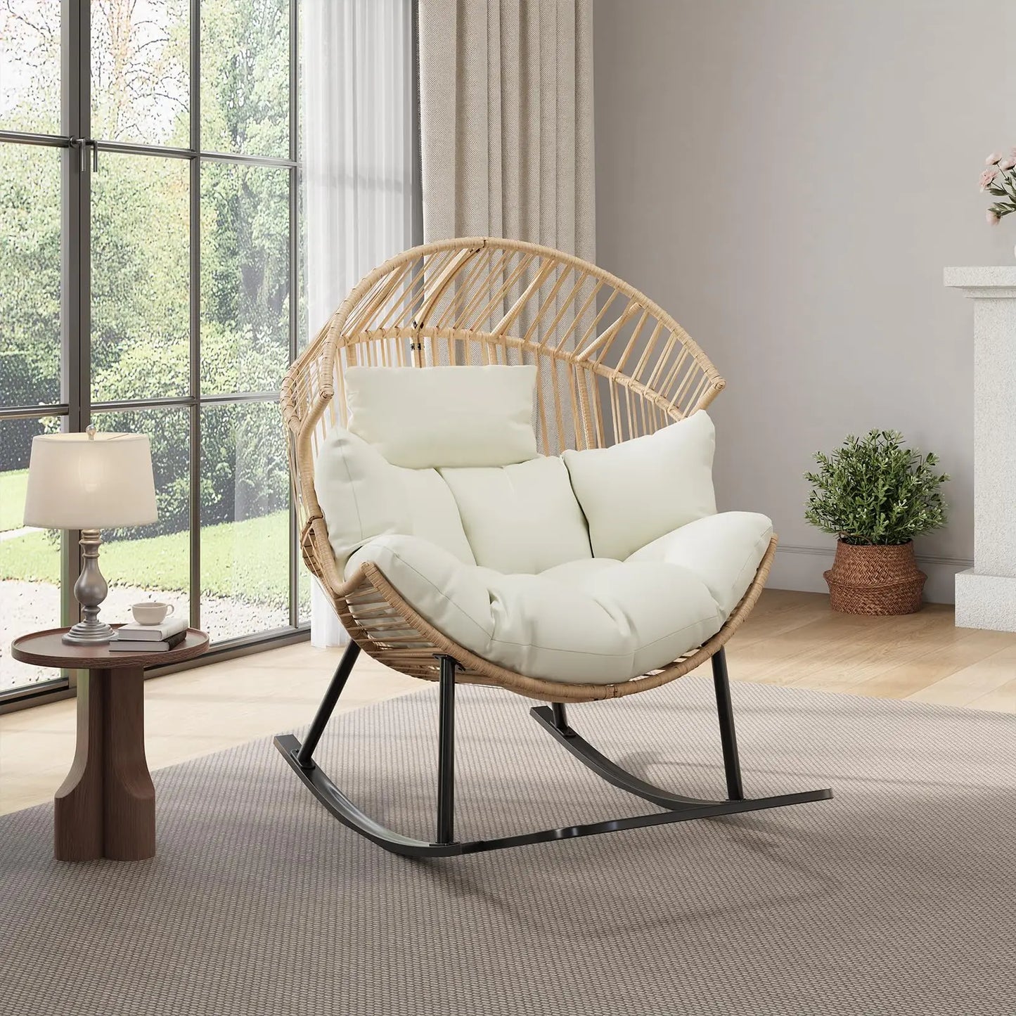HobbyLane Papasan Rocking Chair Outdoor Egg Wicker Lounge