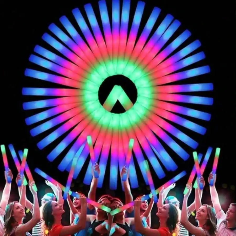 100Pcs Foam Glow Sticks With 3 Flash Modes For Parties