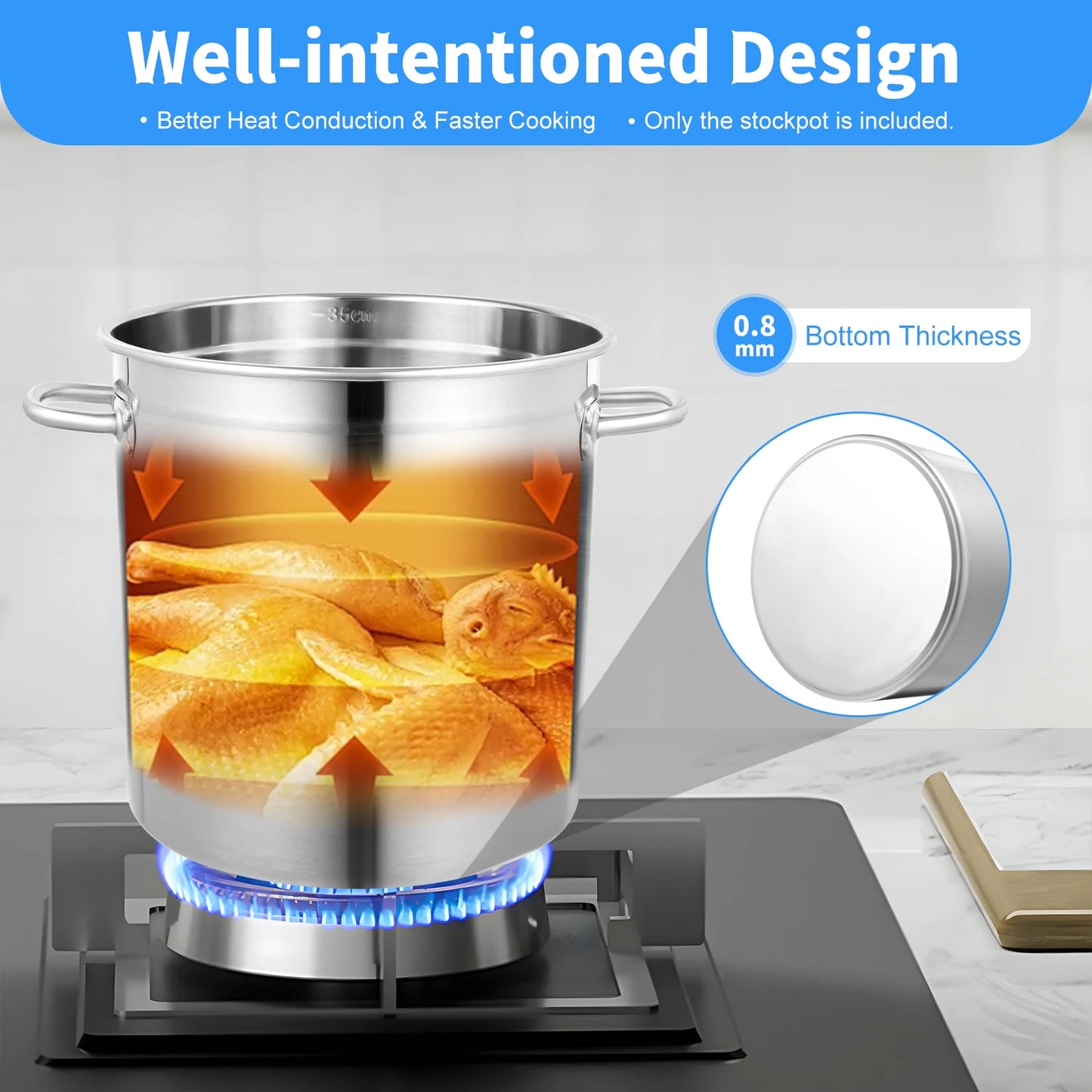 Stainless Steel Multi-functional Soup Pot With Cover and Handles Versatile Cookware