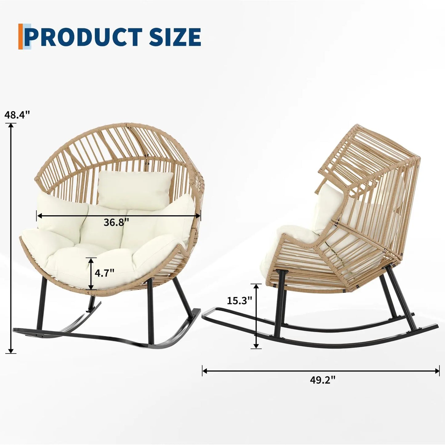 HobbyLane Papasan Rocking Chair Outdoor Egg Wicker Lounge