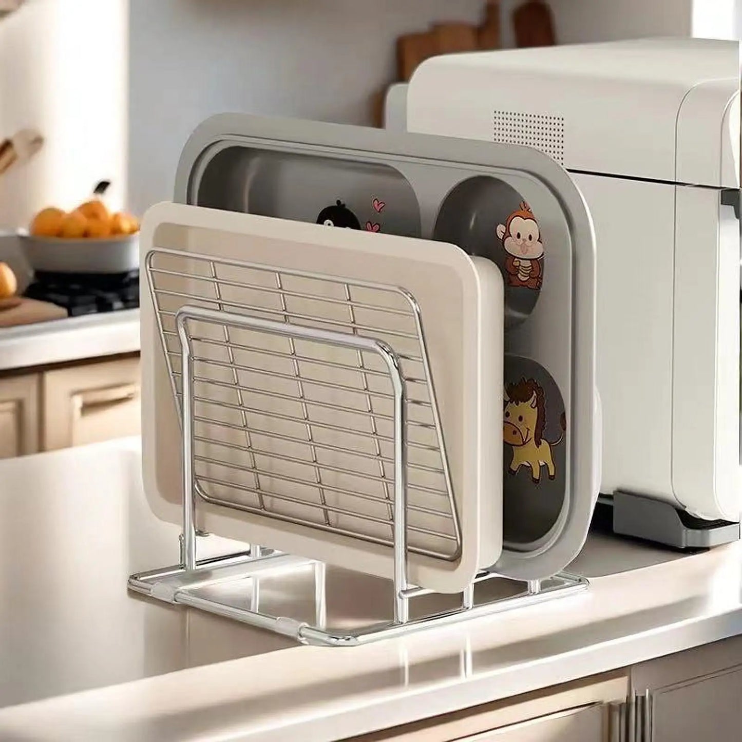 Stainless Steel Pot Lid Rack And Cutting Board Organizer
