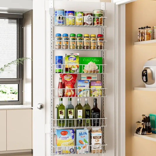 Adjustable Cabinet Door Organizer, 6-Tier Over-The-Door Pantry Rack