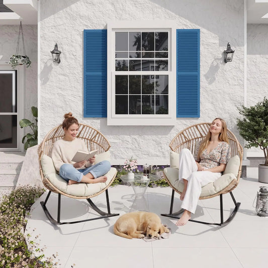 HobbyLane Papasan Rocking Chair Outdoor Egg Wicker Lounge