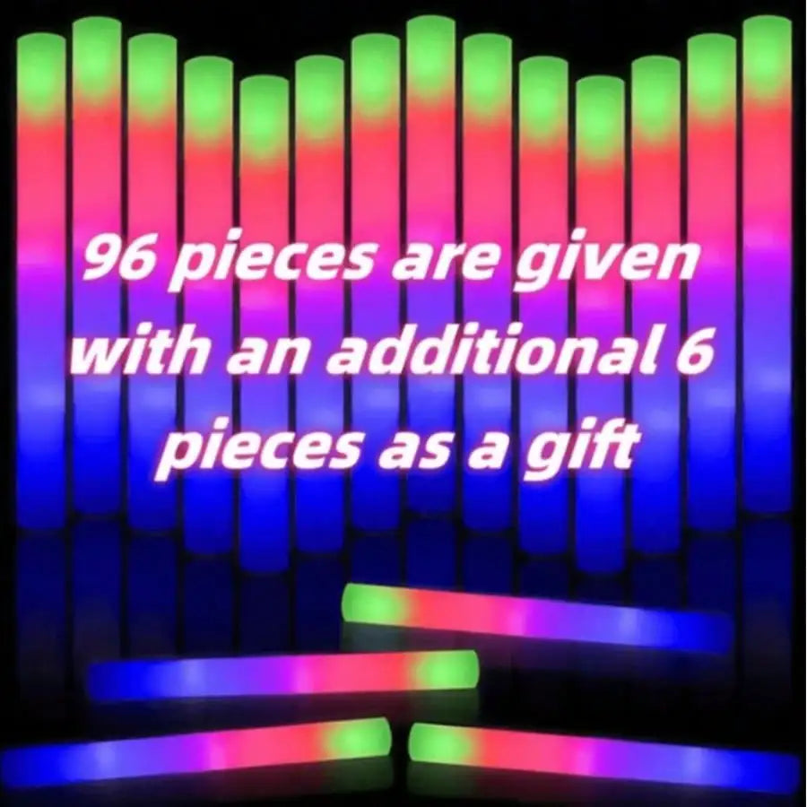 100Pcs Foam Glow Sticks With 3 Flash Modes For Parties