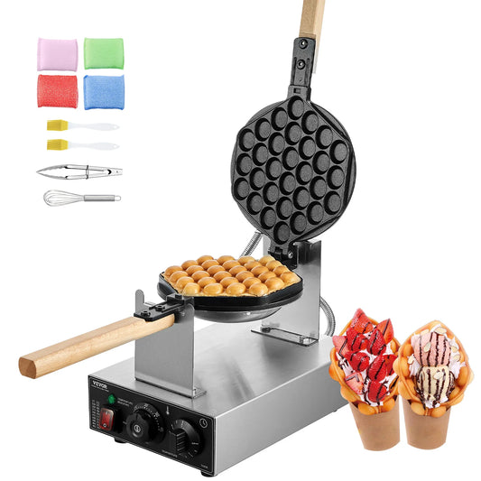 SucceBuy Bubble Waffle Maker 1400W Rotatable 2 Pans