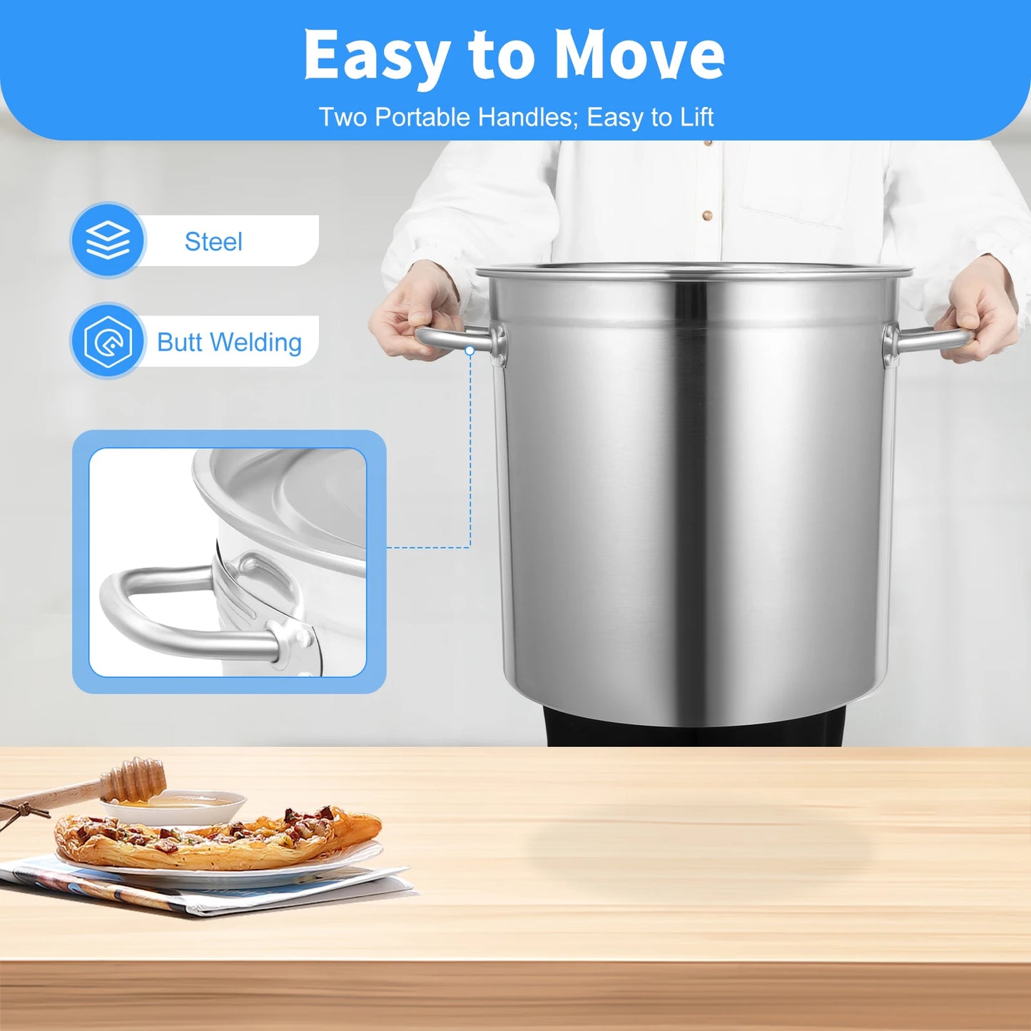 Stainless Steel Multi-functional Soup Pot With Cover and Handles Versatile Cookware