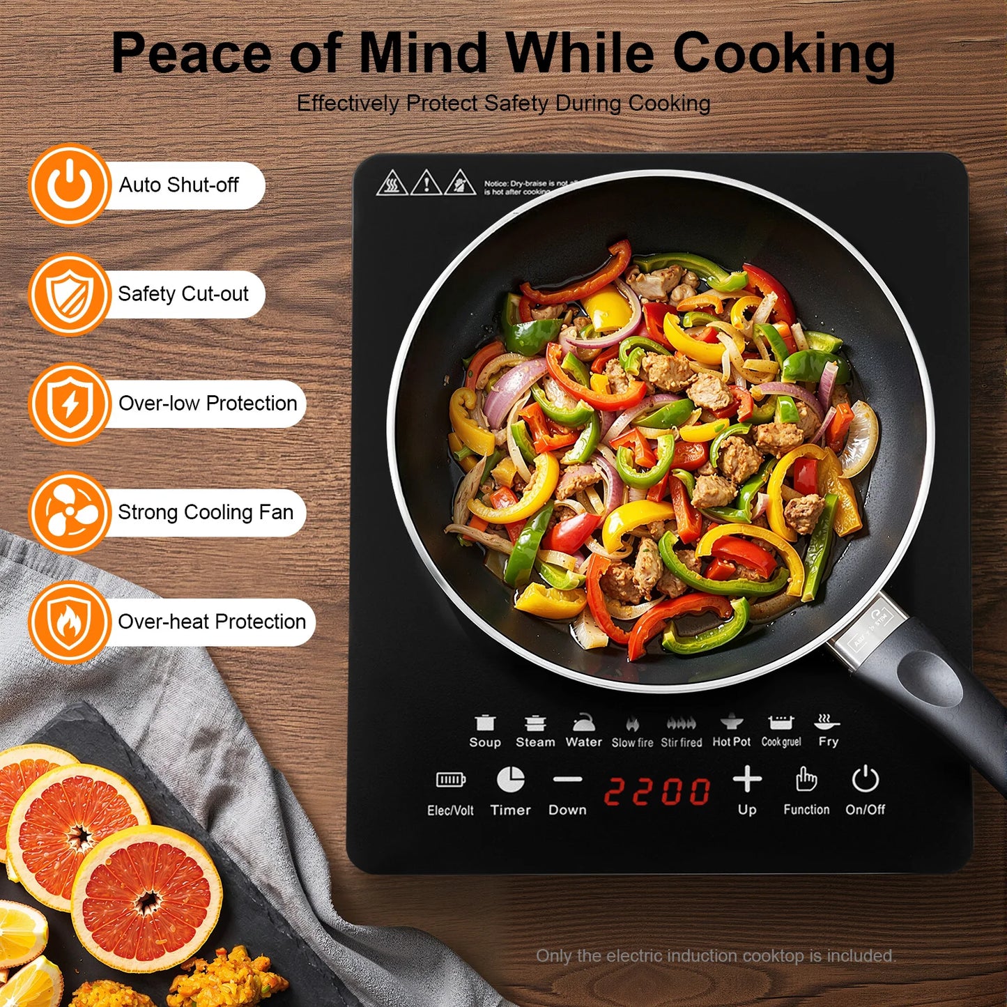 Portable Electric Induction Cooktop With Timer And 8 Power Levels