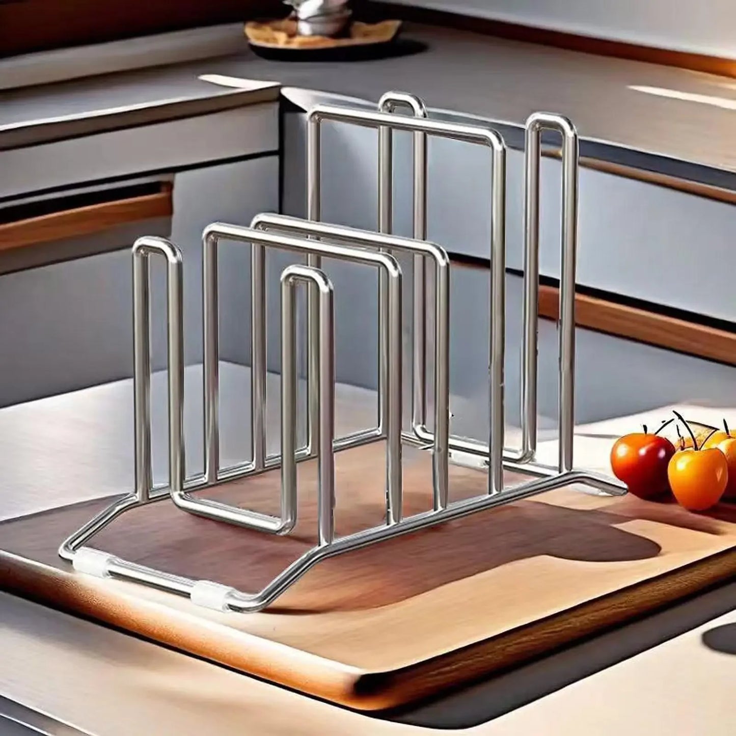 Stainless Steel Pot Lid Rack And Cutting Board Organizer