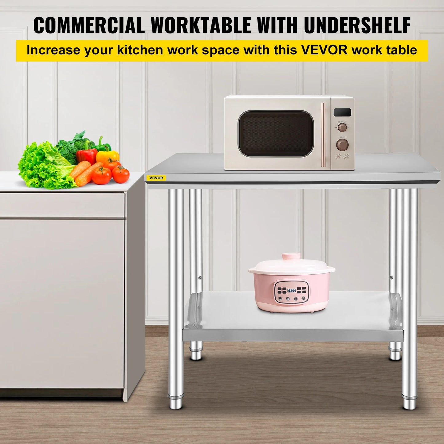 Stainless Steel Commercial Kitchen Work Bench With Undershelf Table