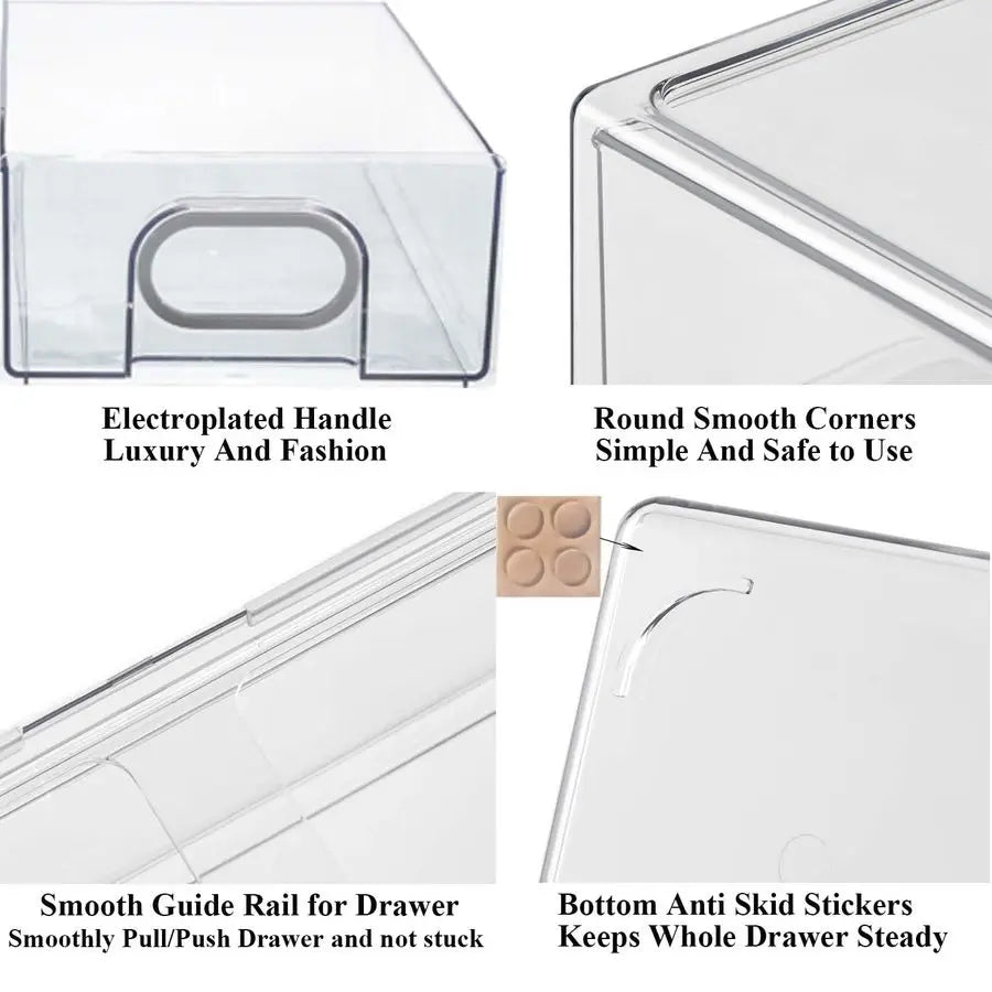 Refrigerator Drawer Organizers Stackable Heavy Duty Pull Out Bins