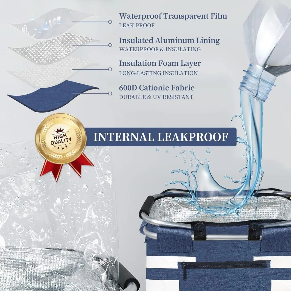 NBVCX Collapsible Leakproof Insulated Cooler Basket For Travel