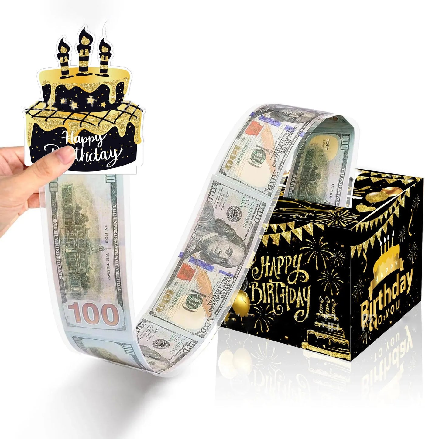 Birthday Cash Gift Box With Cake Card for Men Women
