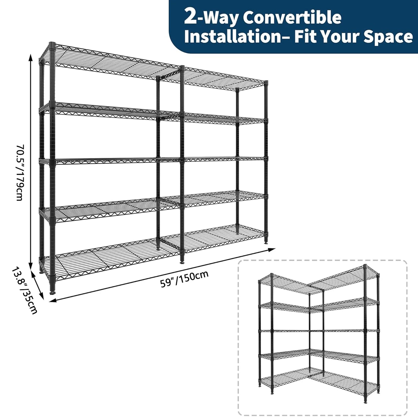 TWISTER.CK Heavy Duty Metal Shelving Unit 5 Tier Storage Shelves