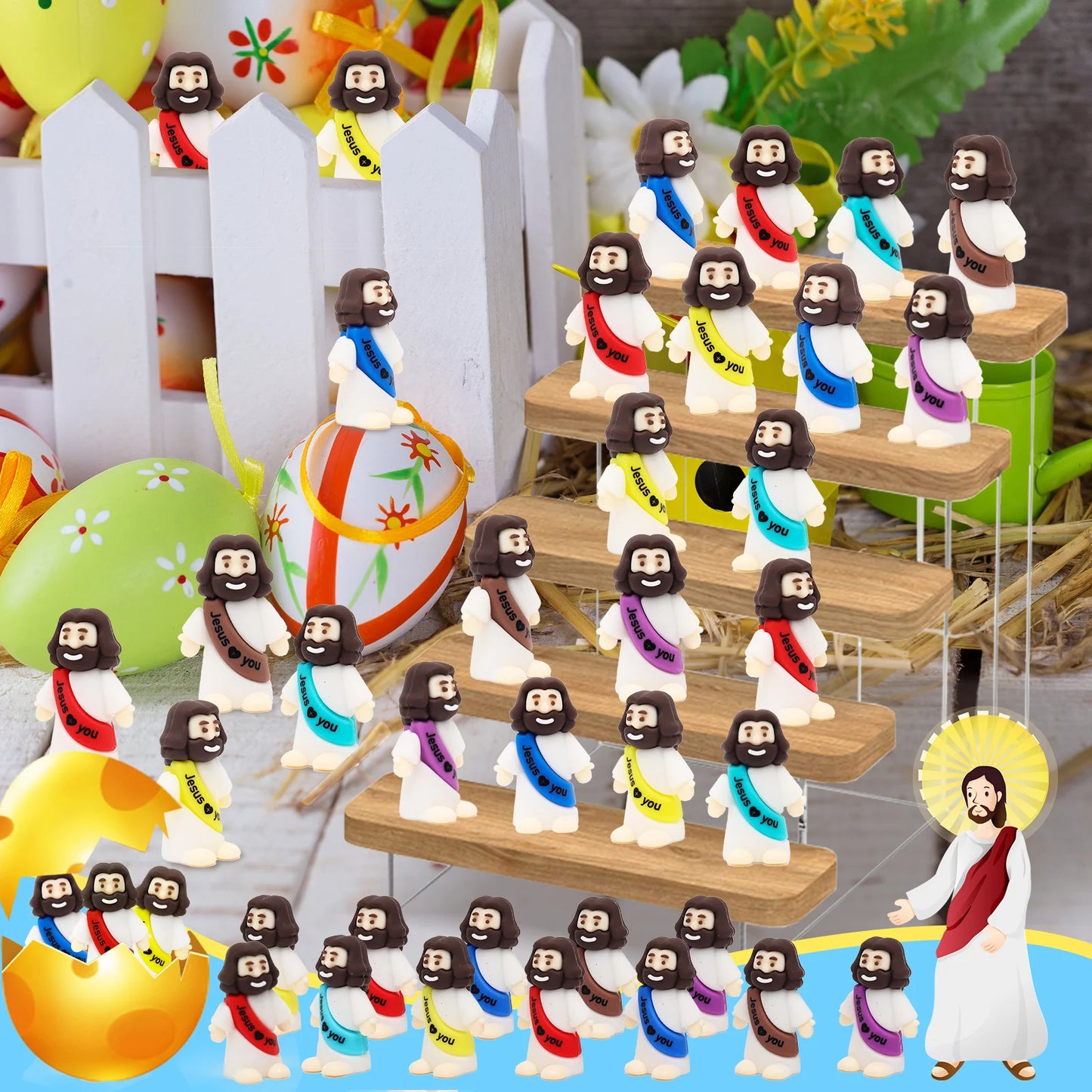 Yelakey 100pcs Small Jesus Statues Desktop Decorations for Gifts