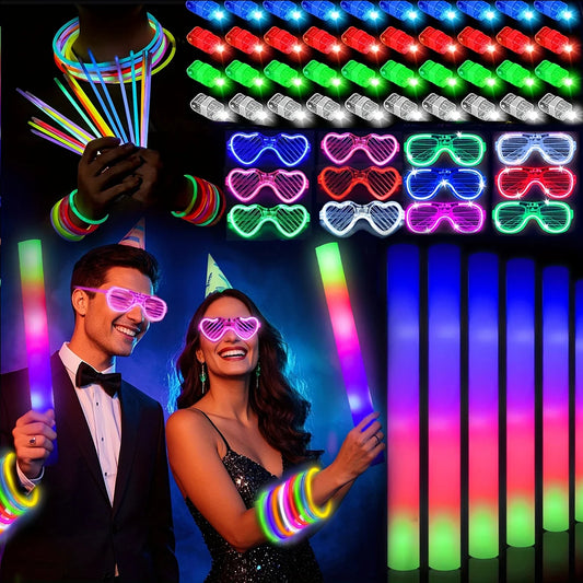Glow Party Kit 168 Pieces With LED Glasses And Glow Sticks