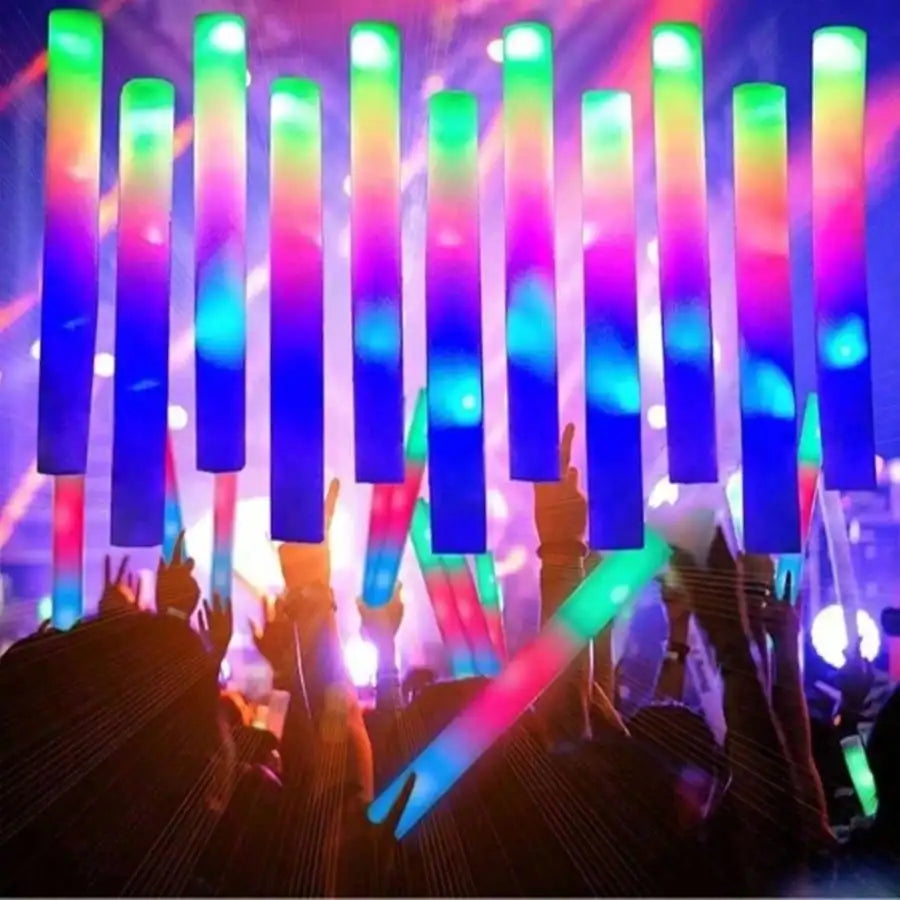 100Pcs Foam Glow Sticks With 3 Flash Modes For Parties