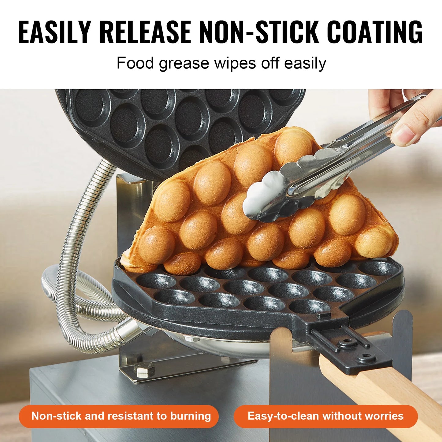 SucceBuy Bubble Waffle Maker 1400W Rotatable 2 Pans