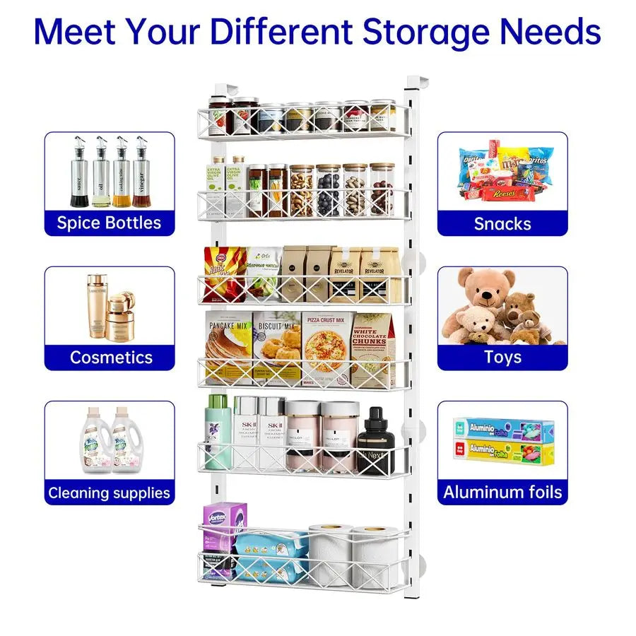 Over the Door Organizer Six Tier Pantry Rack for Cabinets