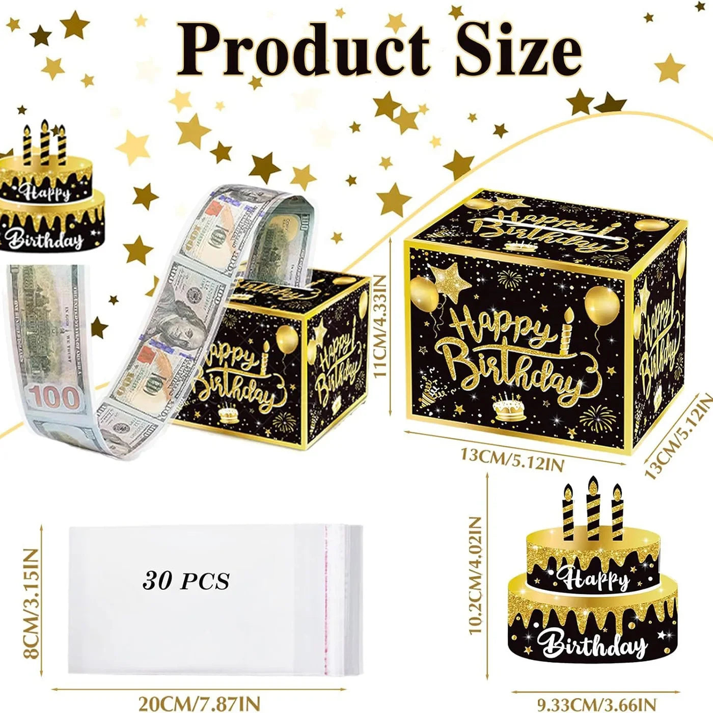 Birthday Cash Gift Box With Cake Card for Men Women