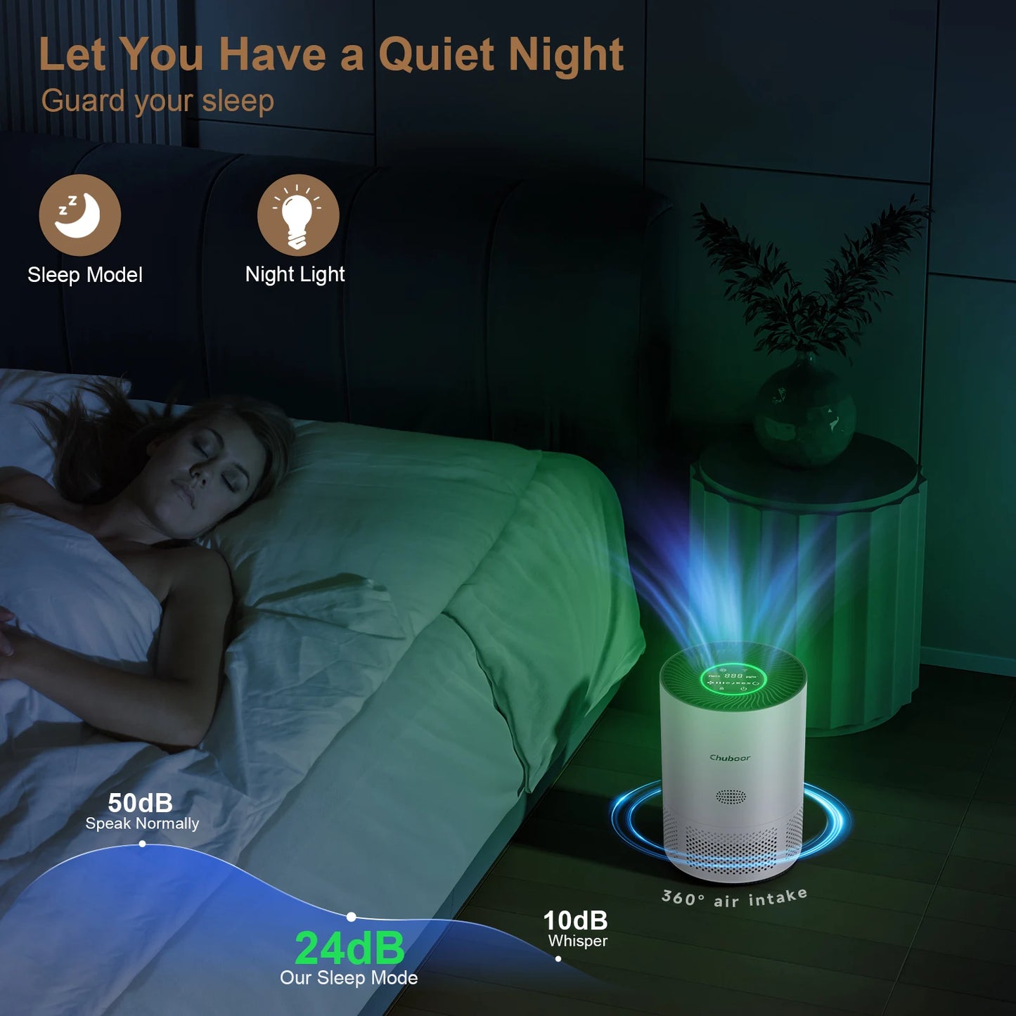 Chuboor H13 True HEPA Air Purifier for Home 40 Square Meters CADR 185