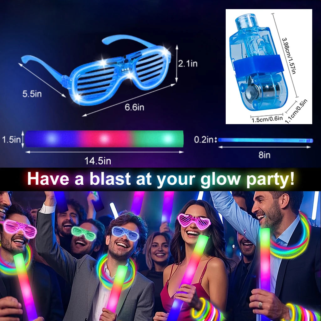 Glow Party Kit 168Pcs with LED Glasses and Glow Sticks