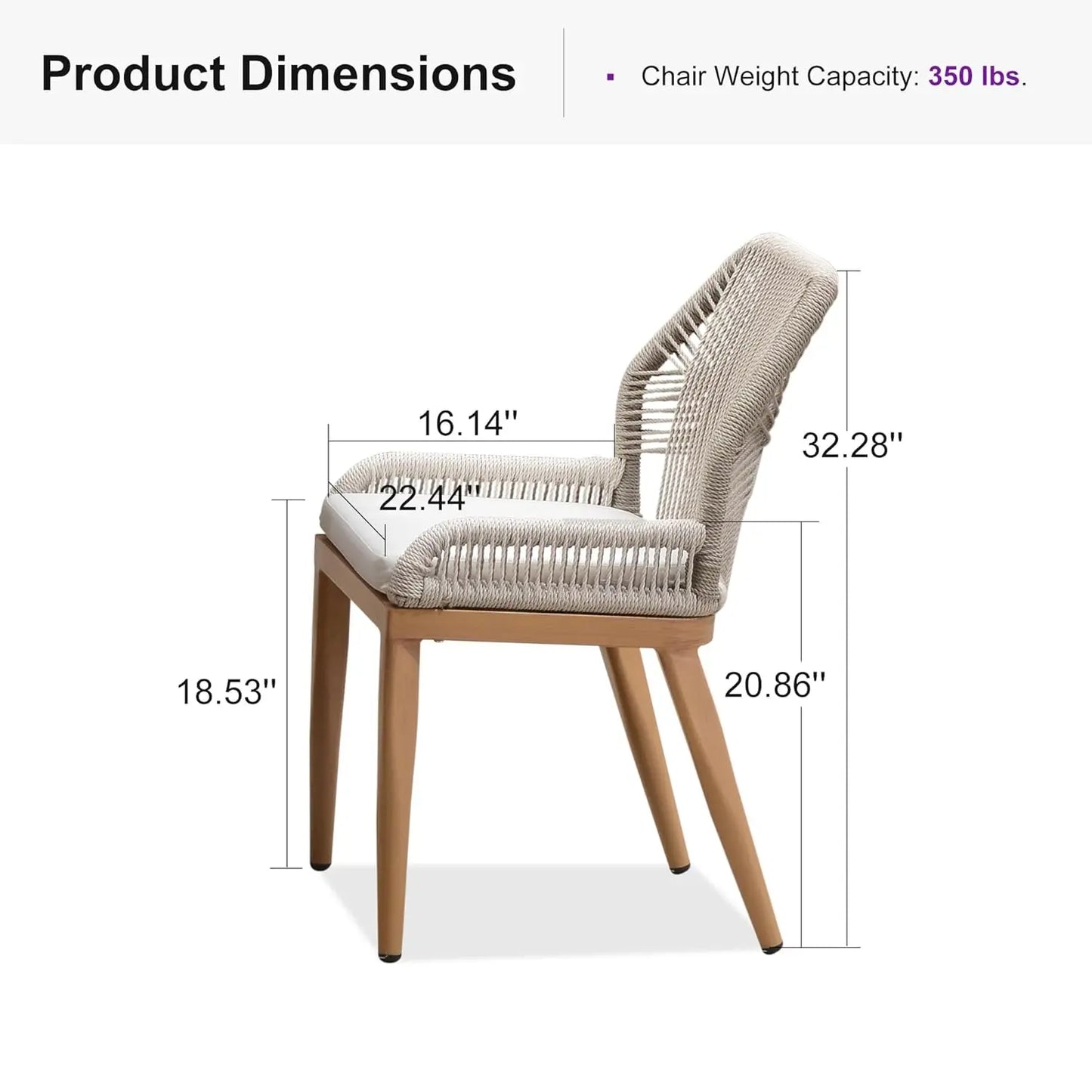 Modern Aluminum Outdoor Dining Chair Set Wicker Patio Furniture Cushions