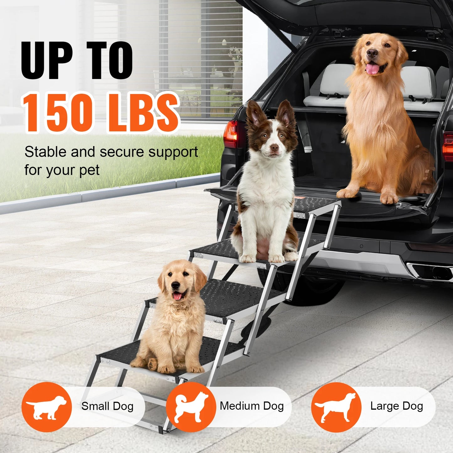 SucceBuy Folding Dog Car Stair Portable Aluminum Pet Steps