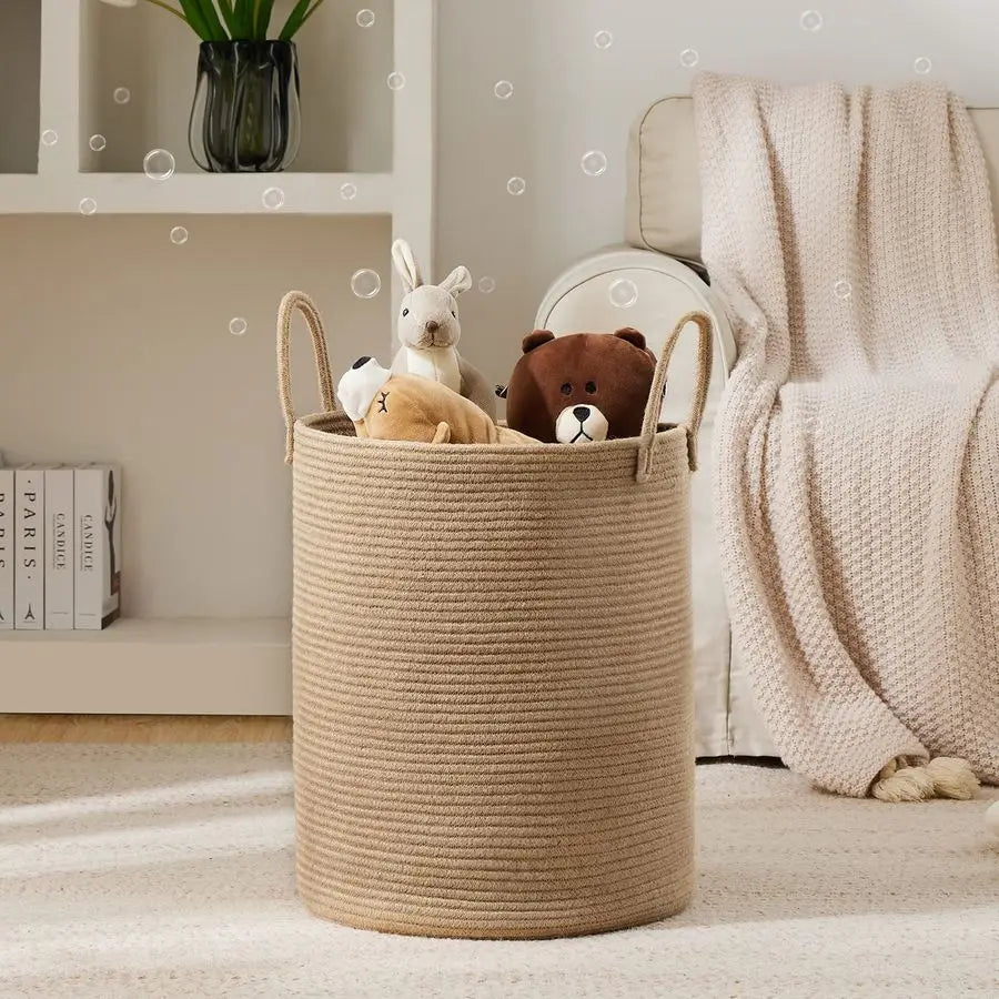 Rope Woven Laundry Hamper Basket for Nursery and Bedroom